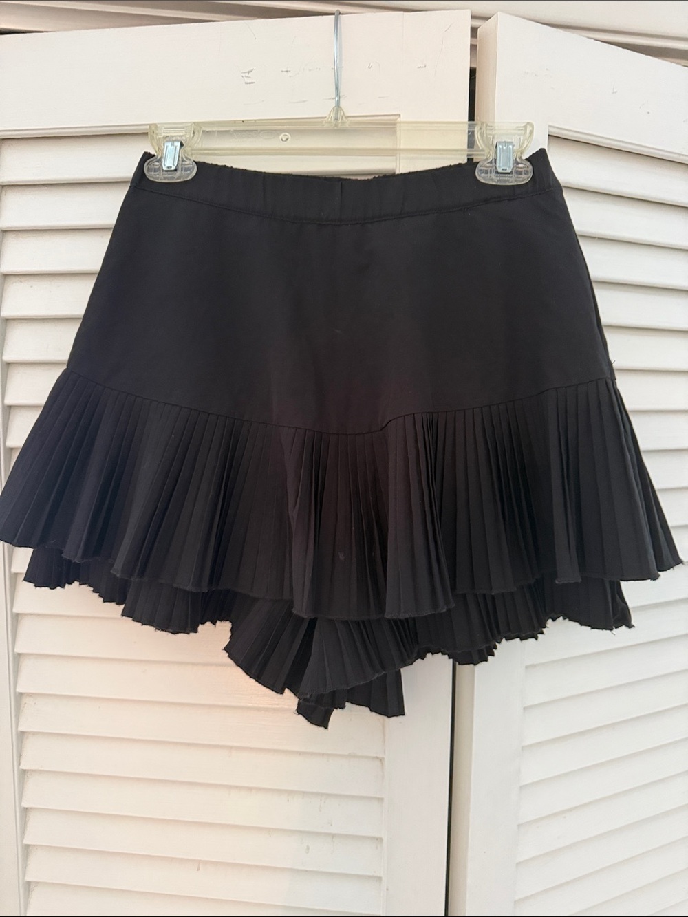 Zara Black Asymmetrical Pleated Shorts